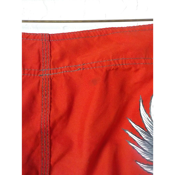 Vintage Gotcha Red Surf Swim Board Shorts Men Size 36 Skull Angel Print - Picture 5 of 13